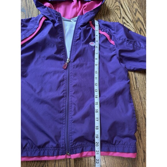 Hanes Sport Vintage Girls Windbreaker Zip Hooded Jacket Purple 90s Size‎ L 10/12 - Picture 10 of 12